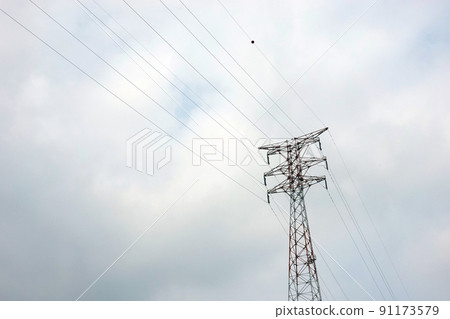 Transmission tower, Korean landscape 91173579