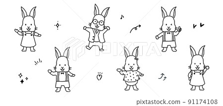 Rabbit in various poses 91174108