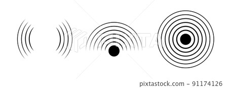 SIgnal sound wave icon circle. Pulse vector sonic digital graphic noise symbol wave 91174126