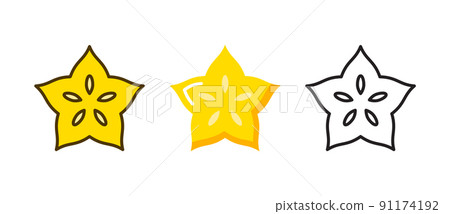 Starfruit vector carambola icon. Star fruit averrhoa slice fresh organic food vegetarian healthy 91174192