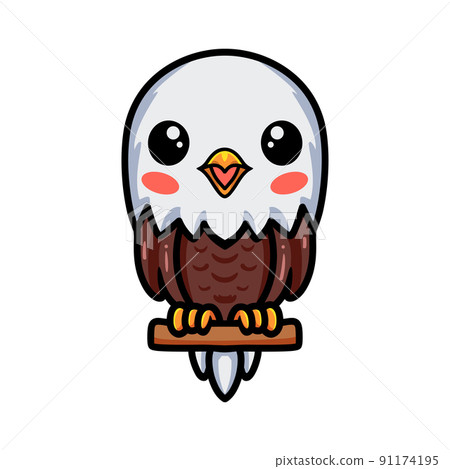 Cute little eagle cartoon on tree branch Cute little eagle cartoon on tree branch 91174195