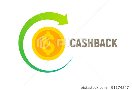 Cashback bonus money concept discount. Cash back refund banner design vector icon background Cashback bonus money concept discount. Cash back refund banner design vector icon background 91174247