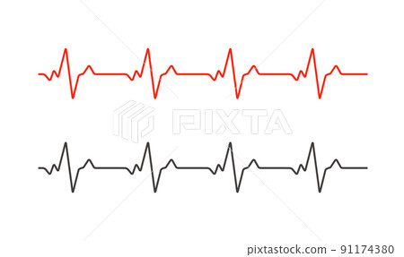 Heartbeat ecg electrocardiogram vector graph wave line. Ekg cardio heart beat cardiology frequency 91174380