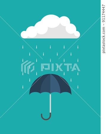 Umbrella vector icon. Rain protection umbrella water symbol. Rain safety sign drop icon isolated 91174447