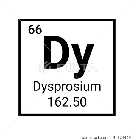Dysprosium chemical element periodic table atom sign icon 91174449
