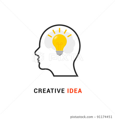 Brain think idea mind head vector icon. Man face human head creative idea symbol Brain think idea mind head vector icon. Man face human head creative idea symbol 91174451