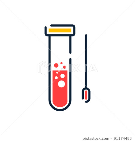 Covid pcr test vector line icon. Corona virus covid19 tube test medical laboratory Covid pcr test vector line icon. Corona virus covid19 tube test medical laboratory 91174493