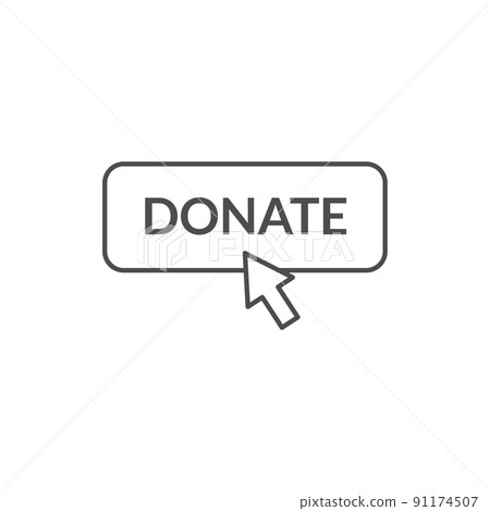 Donate line icon button logo fundraising push click action. Donate online arrow button Donate line icon button logo fundraising push click action. Donate online arrow button 91174507