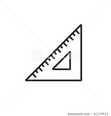 Triangle measurement protractor illustration icon. Triangle ruller scale geometry vector tool 91174523