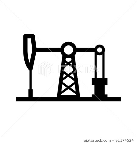 Oil pump vector icon. Petrol oil derrick drill platform symbol 91174524
