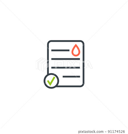 Blood test result lab report health vector icon. Medical checklist patient paperwork, blood test 91174526