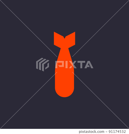 Nuclear bomb military icon. Vector air bomb atomic war aviation symbol 91174532