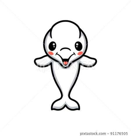 Cute little beluga whale cartoon	 91176505