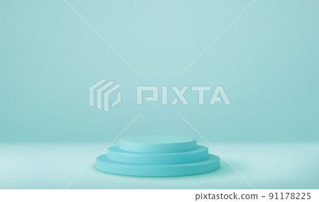 3d Shiny white round pedestal podium. 91178225