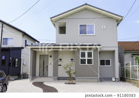 Residential exterior and sky Residential exterior and sky 91180383