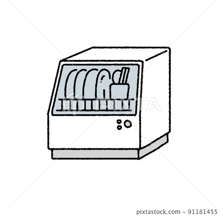 Simple touch dishwasher illustration 91181455