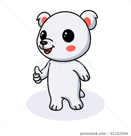 Cute little polar bear cartoon giving thumb up Cute little polar bear cartoon giving thumb up 91182044