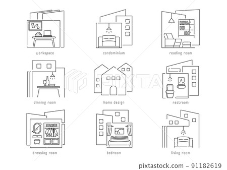 home and interior design line illustration 91182619