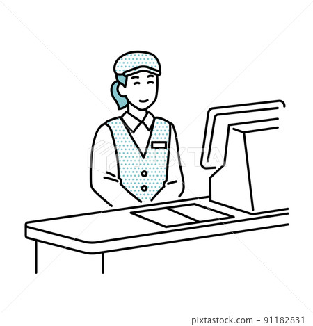 Illustration of a restaurant clerk Illustration of a restaurant clerk 91182831