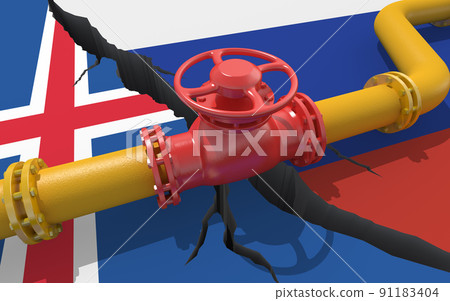 Gas pipeline between Russia and Iceland. 3d illustration Gas pipeline between Russia and Iceland. 3d illustration 91183404