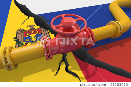 Gas pipeline between Russia and Moldova. 3d illustration Gas pipeline between Russia and Moldova. 3d illustration 91183410
