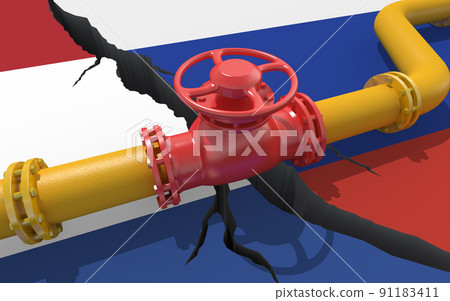 Gas pipeline between Russia and the Netherlands. 3d illustration Gas pipeline between Russia and the Netherlands. 3d illustration 91183411
