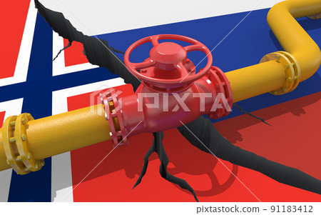 Gas pipeline between Russia and Norway. 3d illustration Gas pipeline between Russia and Norway. 3d illustration 91183412