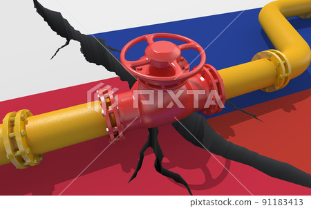 Gas pipeline between Russia and Poland. 3d illustration Gas pipeline between Russia and Poland. 3d illustration 91183413
