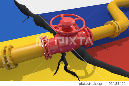 Gas pipeline between Russia and Ukraine. 3d illustration 91183421