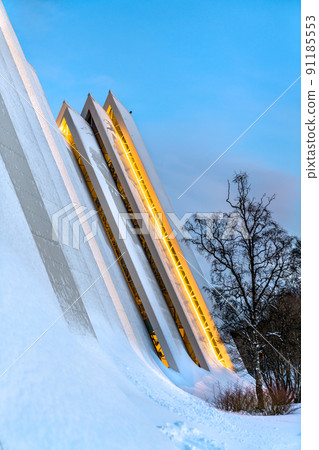 Arctic Cathedral in Tromso, Polar Norway on a winter evening Arctic Cathedral in Tromso, Polar Norway on a winter evening 91185553