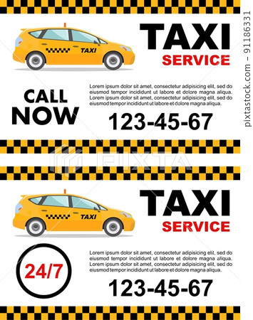 Taxi service design over white background. Detailed illustration of yellow car. Vector flat illustration. Banner, poster or flyer. Taxi service design over white background. Detailed illustration of yellow car. Vector flat illustration. Banner, poster or flyer. 91186331