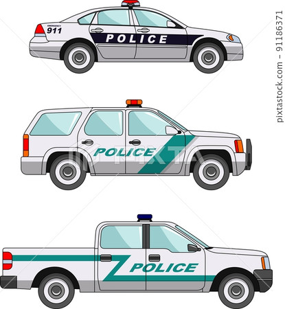 Police car on a white background in a flat style - Stock Illustration ...