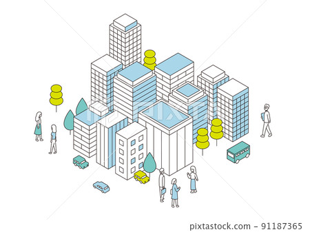 Isometric vector illustration of office district 91187365