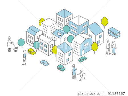 Residential area isometric vector illustration Residential area isometric vector illustration 91187367