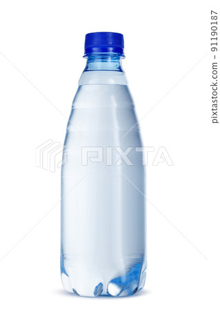 Small bottle of mineral water in plastic isolated on white Small bottle of mineral water in plastic isolated on white 91190187