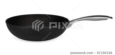 New black frying pan isolated on white background New black frying pan isolated on white background 91190188