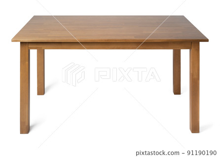 Wooden table with rectangle tabletop isolated on white Wooden table with rectangle tabletop isolated on white 91190190
