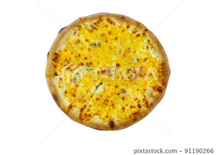 Pizza Four cheese isolated on a white background. Top view Pizza Four cheese isolated on a white background. Top view 91190266