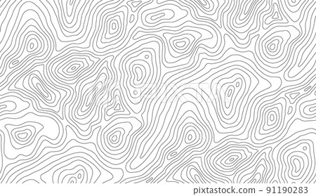 Seamless vector topographic map background. Line topography map seamless pattern. Mountain hiking trail over terrain. Contour background geographic grid. 91190283