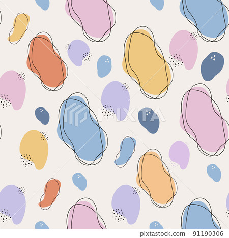 Trendy memphis seamless pattern in paste. Hipster abstract shapes. Vector hand drawn modern doodle. 91190306