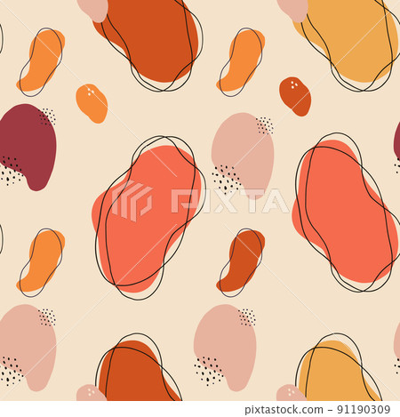 Trendy memphis seamless pastel pattern. Hand drawn texture pastel design. 91190309