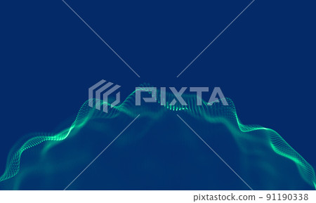 Abstract Blue Geometrical Background. Connection structure. Science background. Futuristic Technology сonnecting dots and lines. Big data visualization and Business 91190338