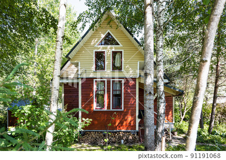 summer cottage in holiday village in sunny day summer cottage in holiday village in sunny day 91191068
