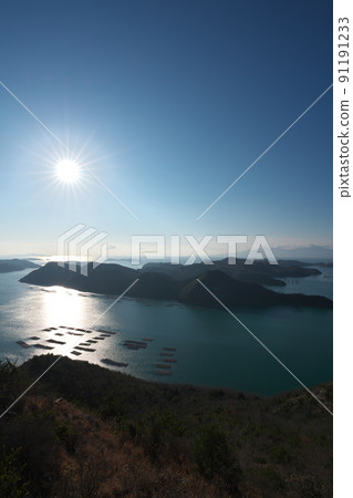 《Okayama Prefecture》 On a sunny day, the scenery of Setonaikai National Park Yudachiukeyama 91191233