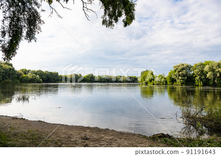 view of Moskva river near square in Old Kolomna 91191643