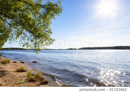 sun over Volga river on sunny summer day sun over Volga river on sunny summer day 91191662