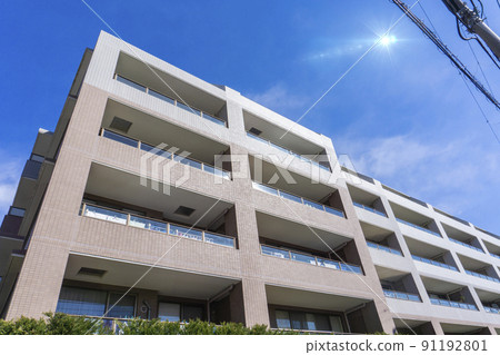 Exterior of the apartment and blue sky Exterior of the apartment and blue sky 91192801