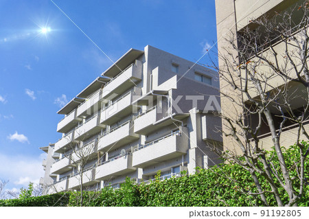 Exterior of the apartment and blue sky Exterior of the apartment and blue sky 91192805