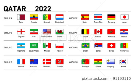 Qatar 2022 Group League Line Drawing Flag List 91193110