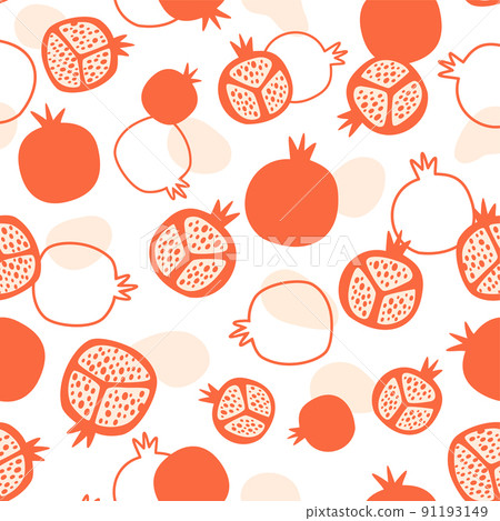 Pomegranate pattern. Abstract pomegranate seamless pattern, pomegranate background. Stylized fruits Pomegranate pattern. Abstract pomegranate seamless pattern, pomegranate background. Stylized fruits 91193149